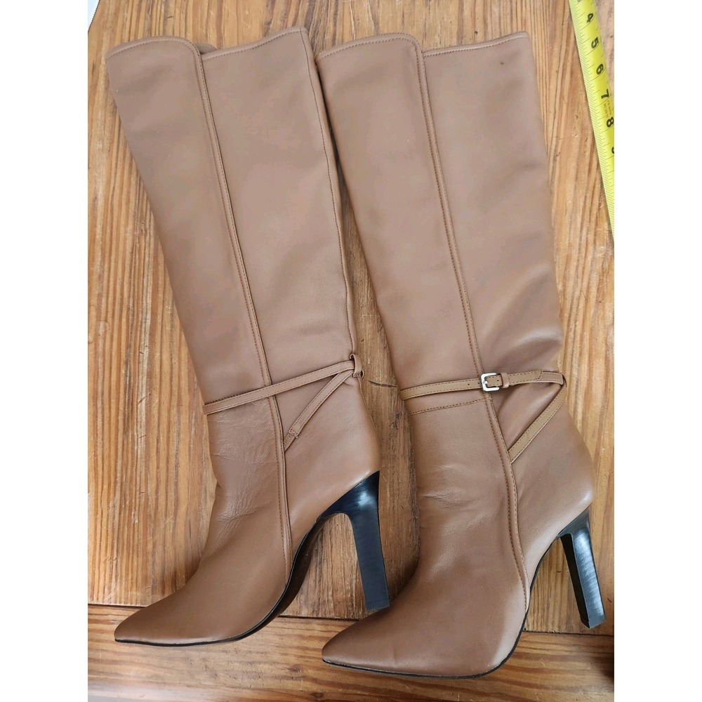 NWT Reiss Caitlin Leather Knee High Boots Sz 8 Zip Up 4" Heel Pointy Toe Capsule - Picture 12 of 16